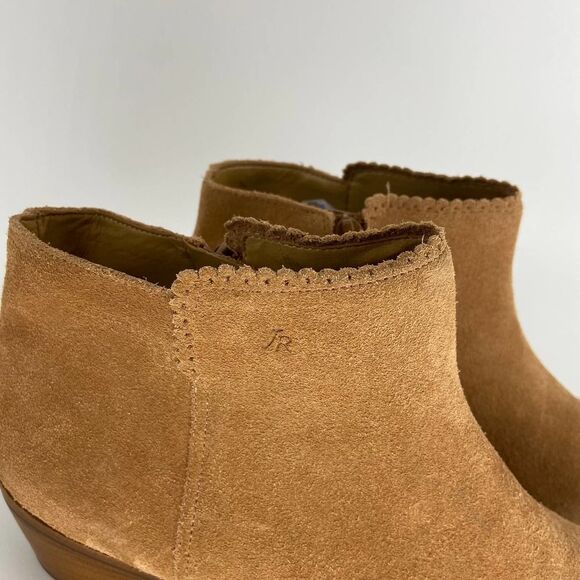 Jack Rogers Tan Suede Round Toe Chunky Low Heeled Ankle Bootie Womens 11 - Picture 2 of 9